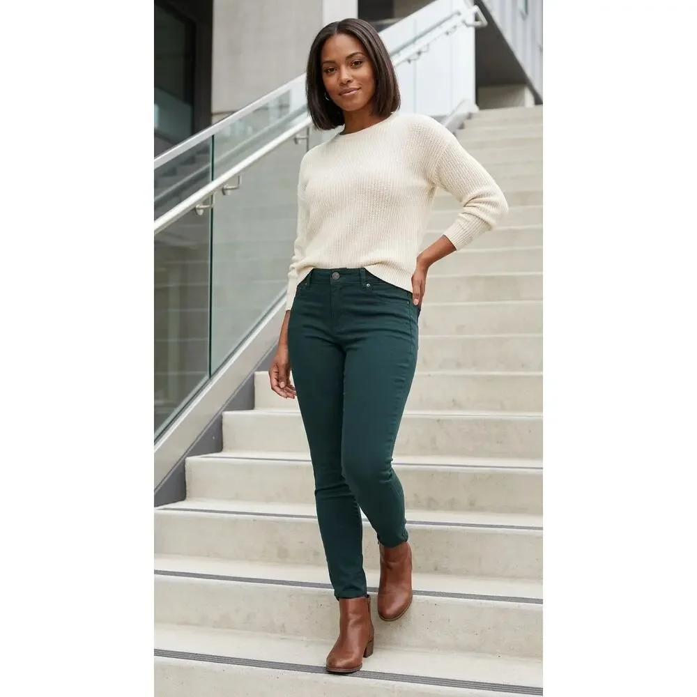 Maurices Embroidery Dark Green Stretch Skinny Jeans Denim Women Size M